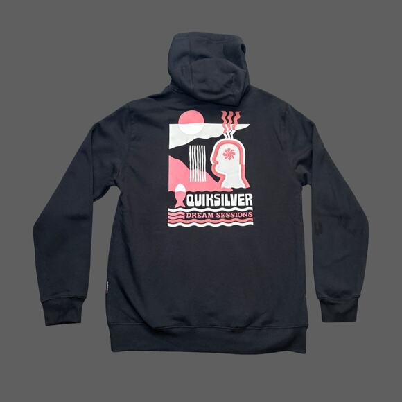 Quiksilver Dream Sessions Hoodie Black Size M NWT $80 MSRP Cotton Blend - Picture 5 of 8